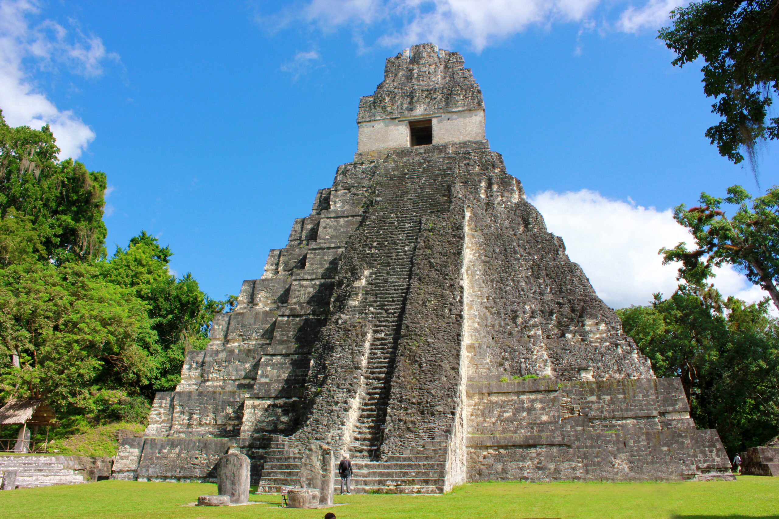 The primary chamber of Tikal Temple IV, adorned with intricate Mayan carvings and hieroglyphic inscriptions 