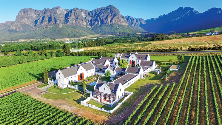 Historic Cape Dutch architecture in Stellenbosch town 